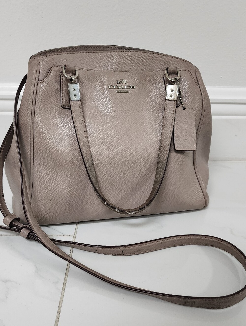 Coach Mini Christie Carryall Leather Satchel Crossbody Bag Taupe - Picture 2 of 16